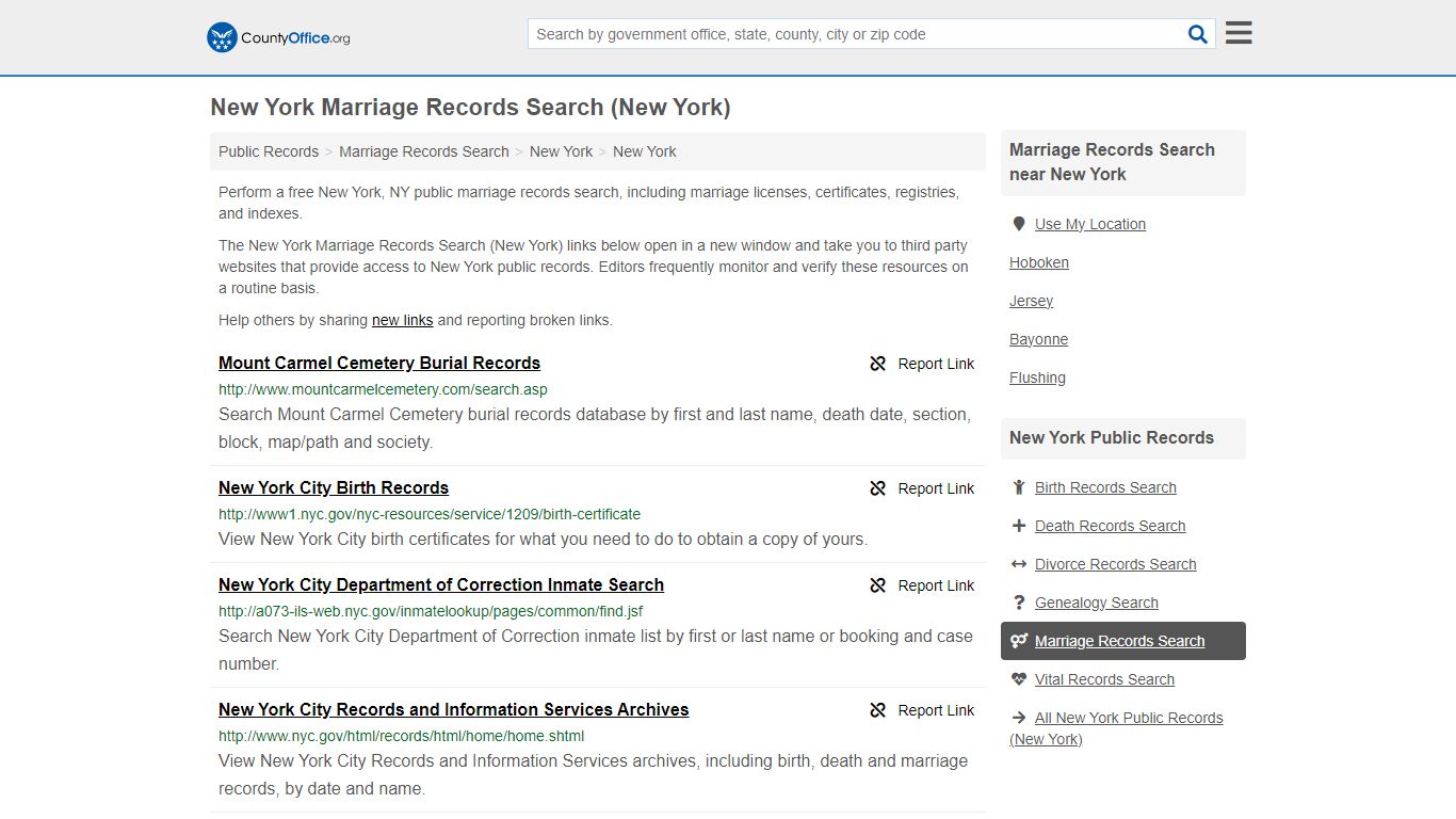 New York Marriage Records Search (New York) - County Office
