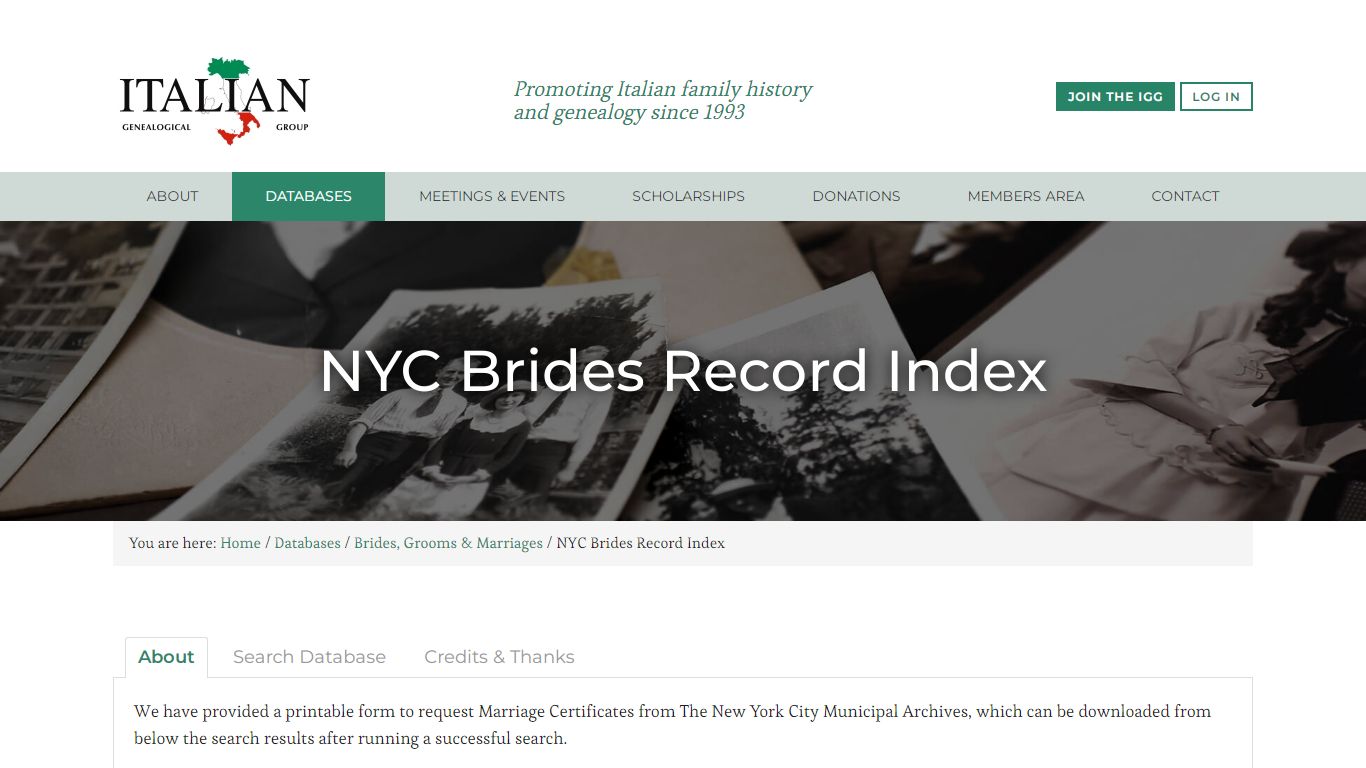 NYC Brides Record Index - Italian Gen